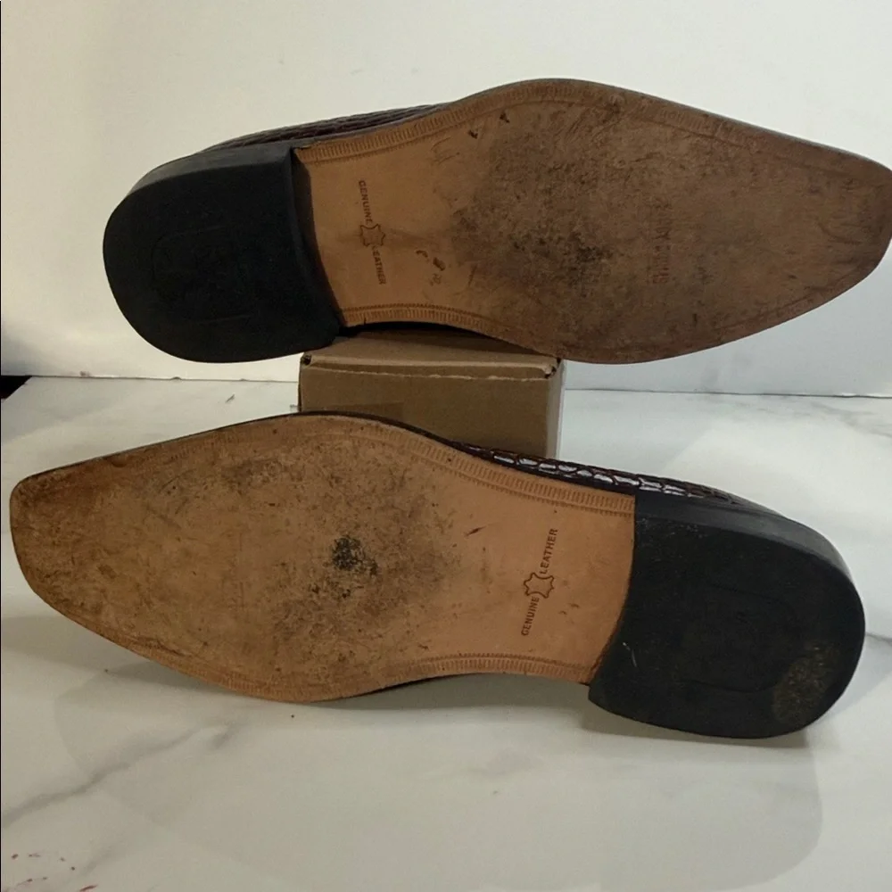 STACY ADAMS 24996 GALINDO MENS SLIP ON BROWN LEATHER CROCODILE PRINT US 12 - Picture 4 of 5